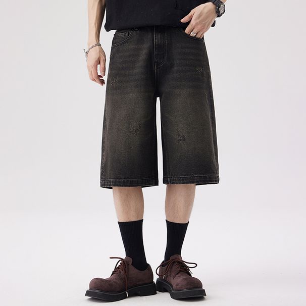 Men's Clothing Retro Trend 7 Point Jeans Summer New Loose Street Fashion Handsome Ripped Shorts_mkmklike.com