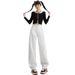 White Straight-leg Jeans For Women, 2025 Autumn New Women's Fashion, High-waisted, Loose-fitting, Drapey, Floor-length,_mkmklike.com