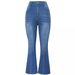 High-Waisted Flared Jeans For Women - Autumn Stretch Denim Pants With Rhinestone Embellishments & Slimming Fit_mkmklike.com