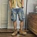 Men's Clothing Washed Denim Shorts Men's Summer Thin Loose Straight Workwear Mid Length Pants Trendy Casual Five Six Point Pants_mkmklike.com