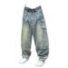 Men's Summer Thin Jeans – Cool Washed Blue Harem Pants, Loose Fit & Tapered Cropped (Bluish/Black, S-3XL)_mkmklike.com