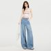 Women's Retro Floral Embroidered Wide Leg Jeans Loose Fit Slimming Stylish Spring/Summer England Fashion Style_mkmklike.com