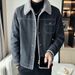 Men's Denim Jacket With Fleece And Men's Lamb Fleece Slim Fit Collar Casual Jacket Thick_mkmklike.com