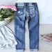 Women's Clothing Fans Fashion New Hole Print Mid Waist Straight Women's Jeans_mkmklike.com