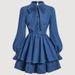 K Women's Sweet And Trendy Bow Tie Waist Slimming Denim Dress_mkmklike.com