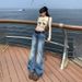 Wholesale American Retro Low-waist Flared Jeans For Women, Versatile Slimming Floor-length Straight Jeans, Extra-long_mkmklike.com