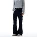 Men's White Lace-Up Flared Jeans - Cleanfit High Street Slimming Cargo Pants With Vintage Wash_mkmklike.com