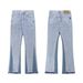 High Street Splicing Washed Light Colored Jeans For Men's Hiphop Trendy Straight Leg Pants With A Niche Design And_mkmklike.com