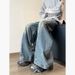 American-style Wide-leg Curved Jeans Men, Spring And Autumn Trendy Brand Long Pants, Straight-leg, Large Size, Loose_mkmklike.com