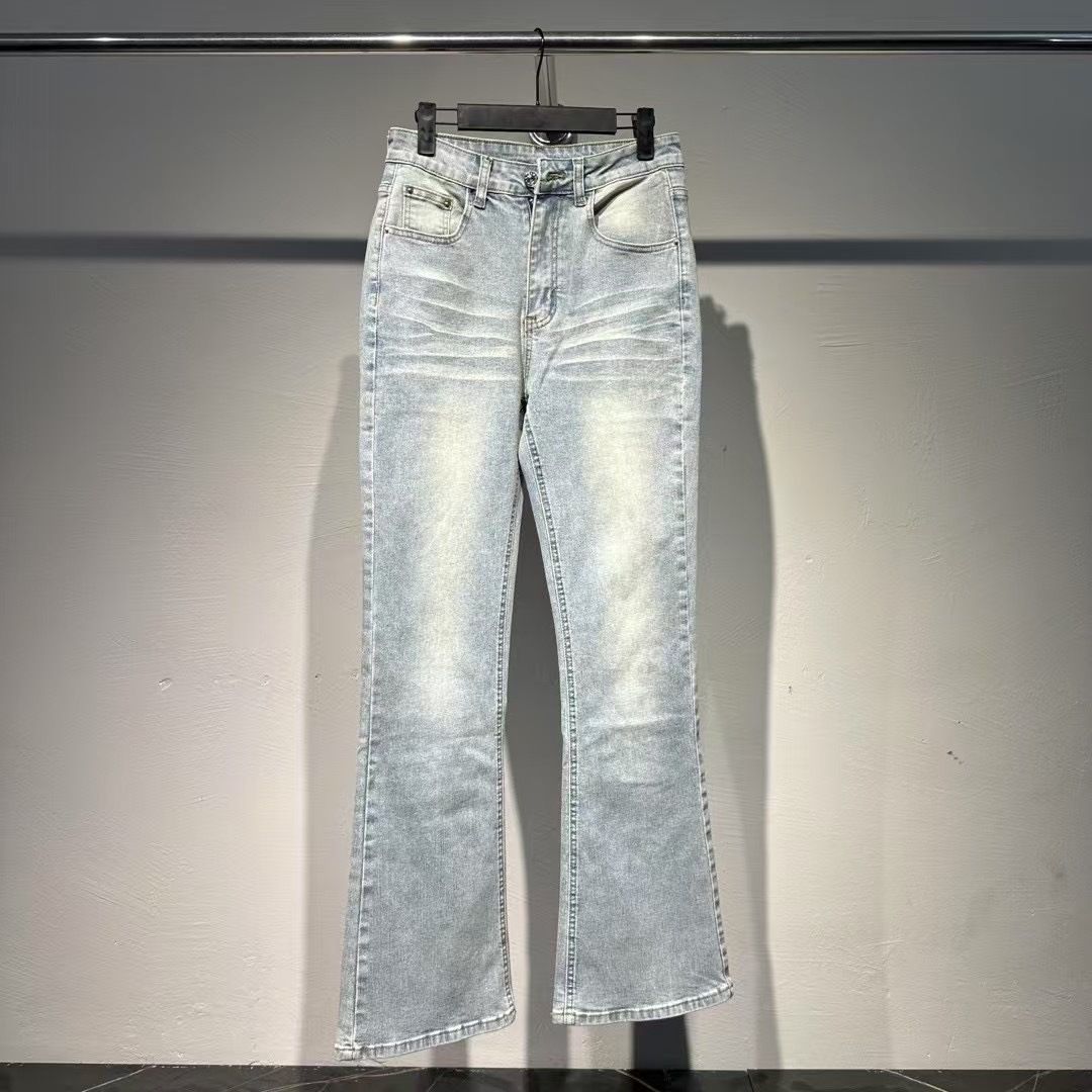 Seawinter High Street Slim Fit Stretch Denim Pants Subtle Flare Washed Jeans Vintage Blue Wash S to XL_mkmklike.com