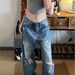Retro American Street Style Ripped Jeans Straight Leg Distressed Design Slimming Floor Length Trousers Trendy Brand_mkmklike.com