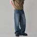 "Men's Distressed Wash Wide Leg Jeans – Vintage-Inspired Relaxed Fit Denim Pants With Raw Hem (90s Retro Style, High Waist Comfort"_mkmklike.com