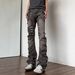 Men's Clothing Men's Trendy Gray Trousers High Street Style Ripped Straight Leg Slightly Flared Floor Length Niche Jeans For Street Wear_mkmklike.com