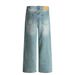 Distressed Washed Denim Wide-Leg Men's Versatile Loose Dad American Style Frayed Straight-Leg Pants_mkmklike.com