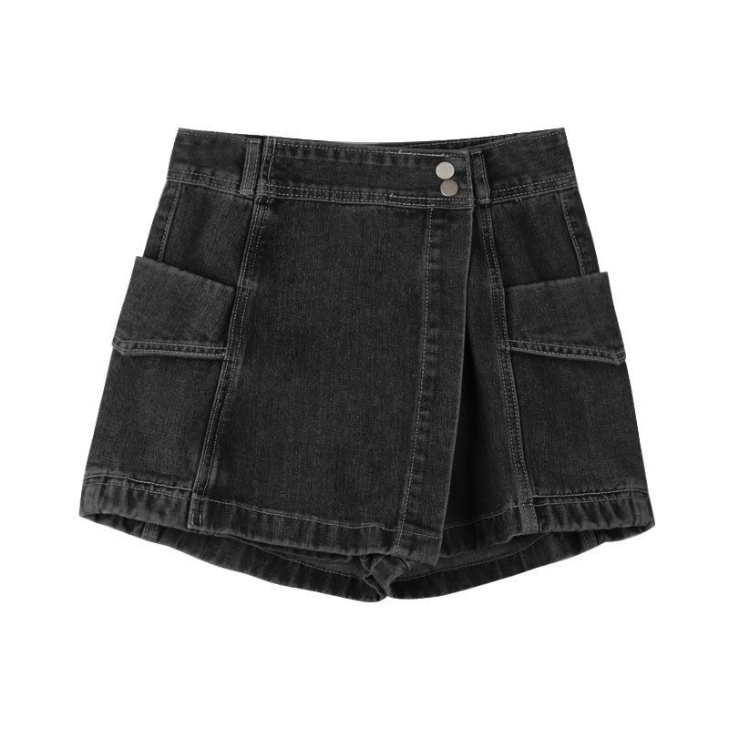 K Irregular Denim Skirt, Women's High Waisted A-line Half Skirt, Spicy Girl Retro Slimming And Hip Hugging Short Skirt_mkmklike.com