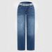 Women's Clothing Vintage Patchwork Jeans – Straight-Leg Denim With Contrast Panels For Retro & Casual Outfits_mkmklike.com