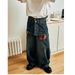 Men's Clothing Two Piece Pocket Jeans For Men And Women Spring And Autumn American Oversize Pants High Street Loose Wide Leg Trousers_mkmklike.com