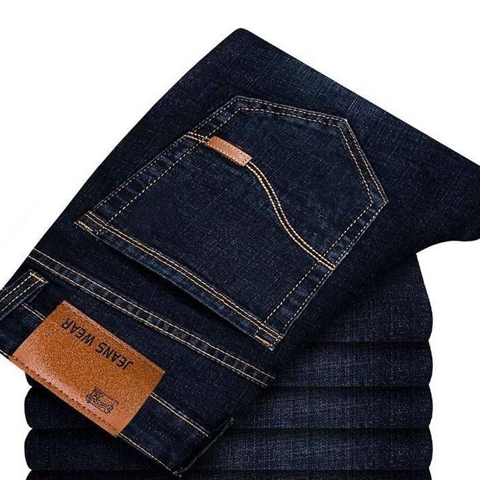 "Men's Straight-Leg Relaxed Fit Work Jeans – Durable Cotton Denim Pants For Casual & Labor (Breathable, Multi-Pocket Utility Design)"_mkmklike.com