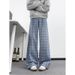 Men's Clothing Light Blue Plaid Straight Leg Jeans High Street Style Flared Trousers Men's Cleanfit Pants Vibe_mkmklike.com