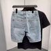 Men's Retro Blue Denim Shorts High End Casual Five Point Pants Summer Trendy Outerwear_mkmklike.com