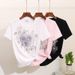 Women's Clothing Denim Suit Summer Beaded Embroidered Three Dimensional Flower Short Sleeved T Shirt Ripped Nine Point Jeans_mkmklike.com