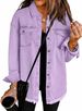 Women's Distressed Denim Shirt Jacket - Oversized Streetwear Style With Raw Hem Detail (15 Colors, S-2XL)_mkmklike.com