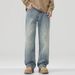 Men's Loose Straight Leg Jeans 2026 Spring American Style Trendy Wide Leg Retro Distressed Casual Pants_mkmklike.com
