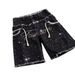 Men's European And American High Street Style Denim Shorts Rhinestone Embellished Retro Hip Hop Straight Leg Loose Double Waist Five Point_mkmklike.com
