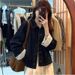 Chicco 2025 Spring And Autumn New Loose Slimming Retro Petite Striped Patchwork Long Sleeve Denim Jacket Women's Coat Top_mkmklike.com