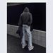 Men's Clothing Snowflake Retro Straight Ice Blue American Loose Washed Jeans For Men Clean_mkmklike.com