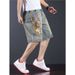 Men's Chinese Tiger Embroidered Denim Shorts – Loose Fit Distressed Cargo Shorts With Vintage Style_mkmklike.com