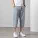 Summer Thin Men's Casual Wide Leg Cropped Denim Shorts Light Blue Loose Fit Youthful Trendy In Stock_mkmklike.com