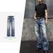 King Series Snowflake Blue Selvedge Washed Vintage A-Line Straight Leg Jeans For Men & Women - Classic Denim Pants With Retro Style_mkmklike.com