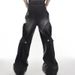 Men's Clothing Distressed Wide Leg Jeans - Streetwear High Waisted Relaxed Fit Denim Pants With Deconstructed Panels & Adjustable Flare Hem_mkmklike.com