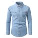 Pulse 2025 Cross-Border European And American Simple Retro Fashion Trendy Casual Denim Long Sleeve Men's Shirt_mkmklike.com