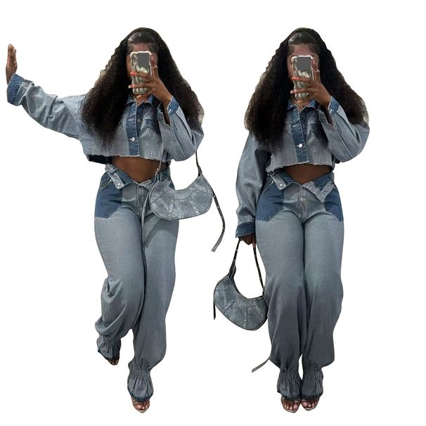 Women's Clothing Casual Color Matching Denim Suit_mkmklike.com