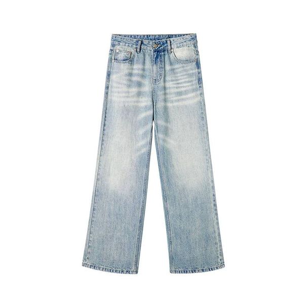 Vintage Faded Denim Jeans For Men – Distressed Washed Blue Straight Leg Casual Pants (S-Xxl) Relaxed Straight Fit_mkmklike.com