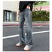 Men's Straight Leg Distressed Jeans Cleanfit Whiskered Bamboo Pattern Loose Flare Vibe Trousers American High Street_mkmklike.com