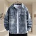 Spring New Trendy Denim Jacket Men's Rascal Handsome Washed Collar Casual Top Cover Bag Camo Work Coat_mkmklike.com