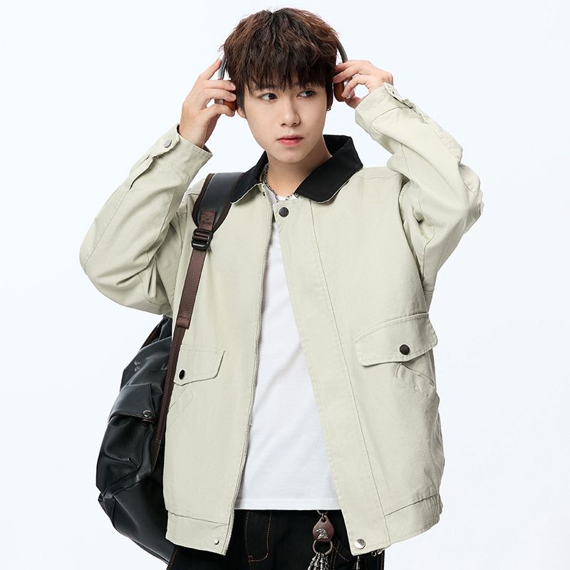 Washed Pure Cotton Workwear Lapel Jacket For Men, 2026 Spring American Retro Plus-size Trendy Versatile High Street Coat_mkmklike.com