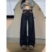 Plus Size Winter Jeans For Women - High Waist Wide Leg Fleece Lined Denim Pants, Thickened Warm Straight Cut, Stylish Casual & Office Wear (Dark Blue)_mkmklike.com