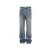 Men's Clothing 2026 American Retro Washed Blue Flared Jeans Trendy Brand Men's High Street Drape Cleanfit Pants_mkmklike.com