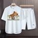 Men's Clothing 2024 Waffle Casual Summer Suit Men's Loose Teen Short sleeved T shirt Shorts Handsome Two piece Suit_mkmklike.com