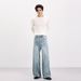 Unisex Washed Denim A-Line Baggy Jeans With Deconstructed Design Straight Leg Trousers For Men And Women_mkmklike.com
