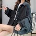 Women's Embroidered Denim Jacket – Vintage Korean Style Cropped Coat – Distressed Boyfriend Fit (S-2XL)_mkmklike.com
