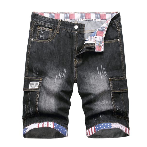 Men's Utility Cargo Jeans – Vintage Washed Black Denim With Multi-Pockets (28-46) | Raw Hem & Zip Fly For Streetwear Styling_mkmklike.com