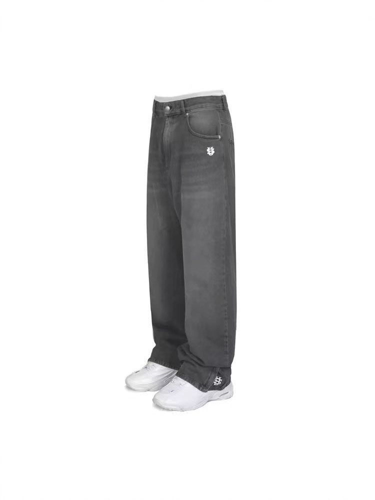 Men's Washed Grey Denim Jeans - US Embroidered Streetwear Jeans With 100% Cotton Comfort_mkmklike.com