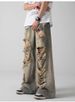 Men's Trendy Post-apocalyptic Style Ripped Jeans, Loose Straight Leg Wide-leg High Street Retro Beggar Trousers_mkmklike.com