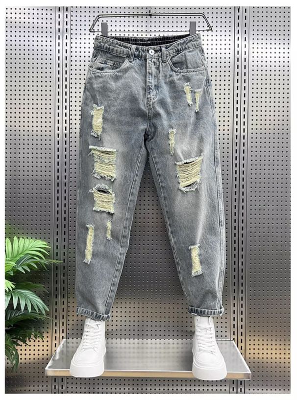 Men's Clothing Slim Fitting Pants Spring And Summer New Men's Clothing Ripped Casual Beggar Pants Men_mkmklike.com