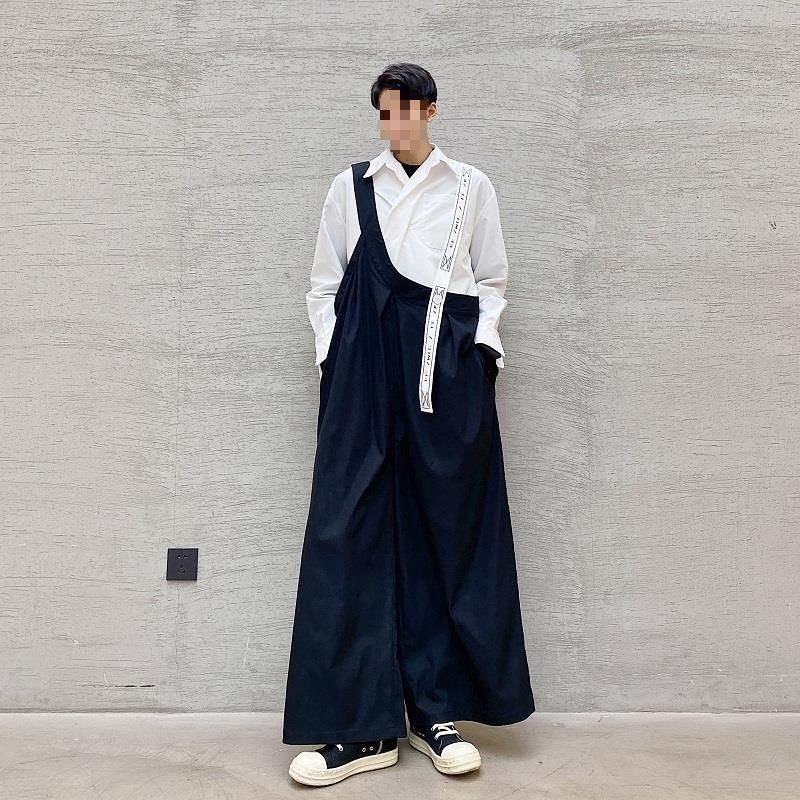 Pure Men's Casual Niche Design Dark Style Yamamoto Loose Overalls Trendy Wide-Leg Straight Long Pants_mkmklike.com
